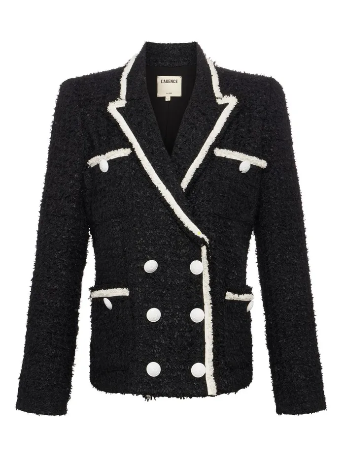 L039Agence Blazers and Jackets Women Alectra Tweed Jacket Blackwhite L039Agence Blazers and Jackets Women Alectra Tweed Jacket Blackwhite