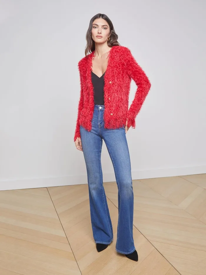 L039Agence Blazers and Jackets Women Azure Fringe Cardigan Blazer Red L039Agence Blazers and Jackets Women Azure Fringe Cardigan Blazer Red