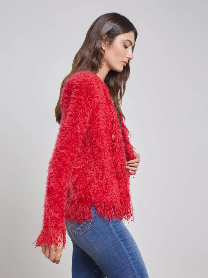 L039Agence Blazers and Jackets Women Azure Fringe Cardigan Blazer Red L039Agence Blazers and Jackets Women Azure Fringe Cardigan Blazer Red