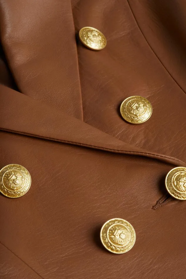 L039Agence Blazers and Jackets Women Bethany Leather Tapered Blazer Soft Cognac L039Agence Blazers and Jackets Women Bethany Leather Tapered Blazer Soft Cognac
