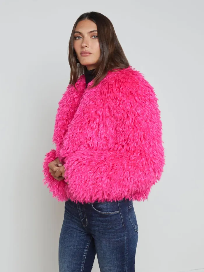 L039Agence Blazers and Jackets Women Davy Faux Fur Jacket Hot Pink L039Agence Blazers and Jackets Women Davy Faux Fur Jacket Hot Pink