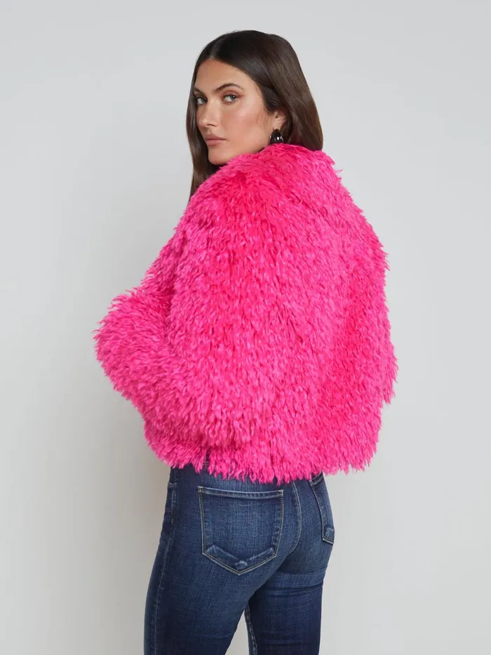 L039Agence Blazers and Jackets Women Davy Faux Fur Jacket Hot Pink L039Agence Blazers and Jackets Women Davy Faux Fur Jacket Hot Pink