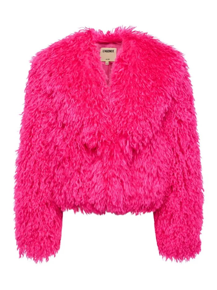 L039Agence Blazers and Jackets Women Davy Faux Fur Jacket Hot Pink L039Agence Blazers and Jackets Women Davy Faux Fur Jacket Hot Pink