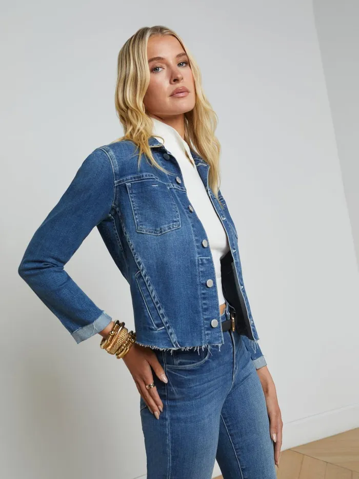 L039Agence Blazers and Jackets Women Janelle Denim Jacket Stanton L039Agence Blazers and Jackets Women Janelle Denim Jacket Stanton