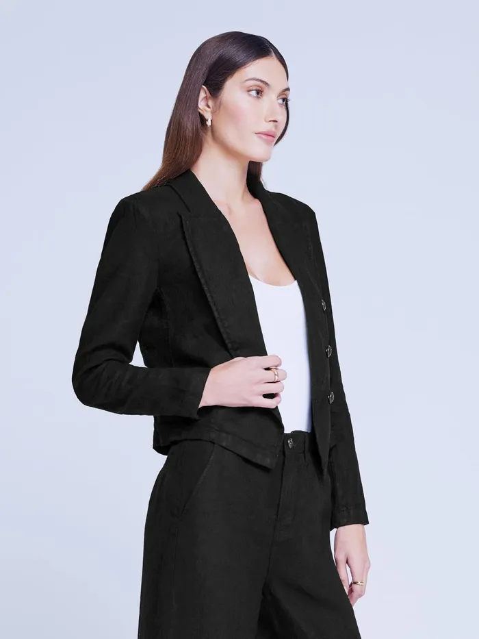 L039Agence Blazers and Jackets Women Wayne Linen Blazer Black L039Agence Blazers and Jackets Women Wayne Linen Blazer Black
