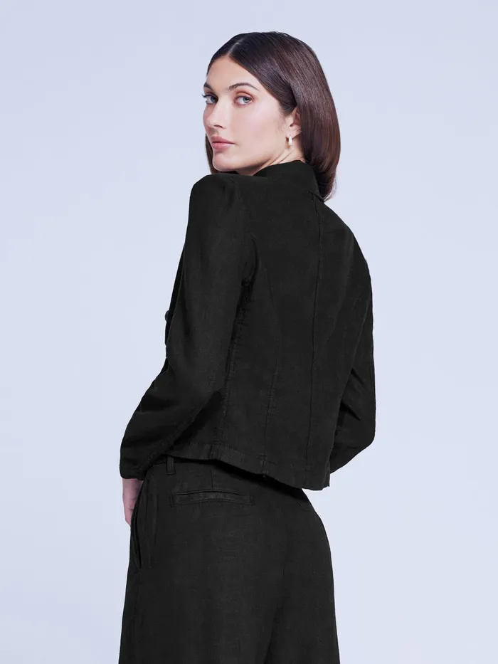 L039Agence Blazers and Jackets Women Wayne Linen Blazer Black L039Agence Blazers and Jackets Women Wayne Linen Blazer Black