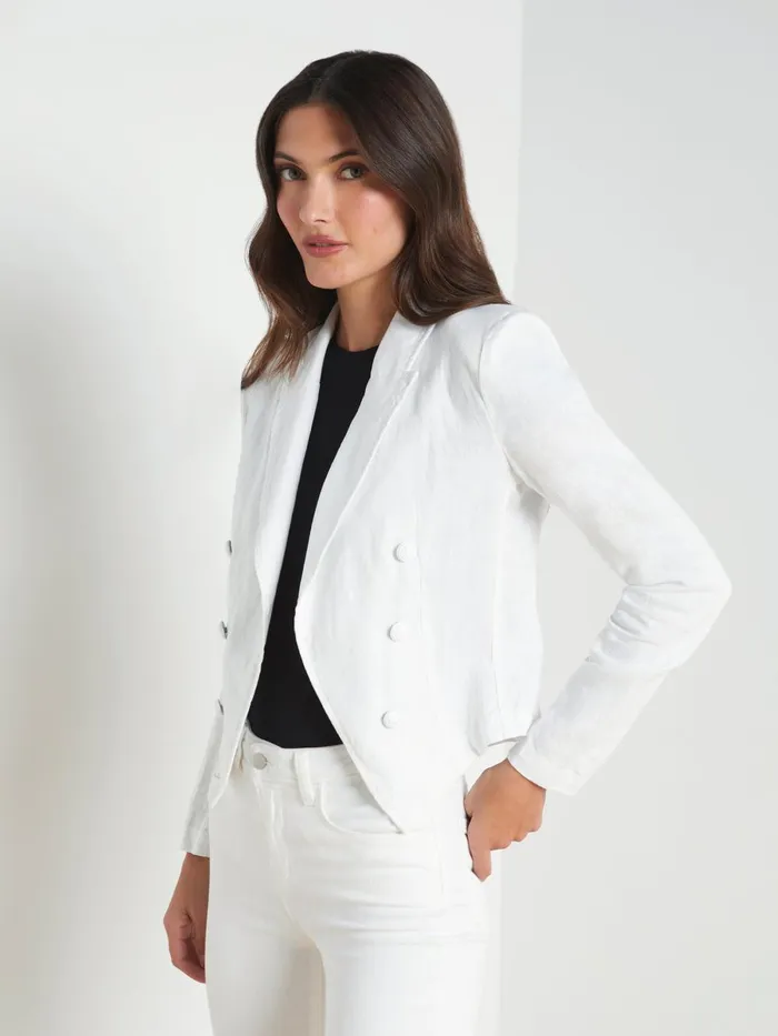 L039Agence Blazers and Jackets Women Wayne Linen Blazer Blanc L039Agence Blazers and Jackets Women Wayne Linen Blazer Blanc