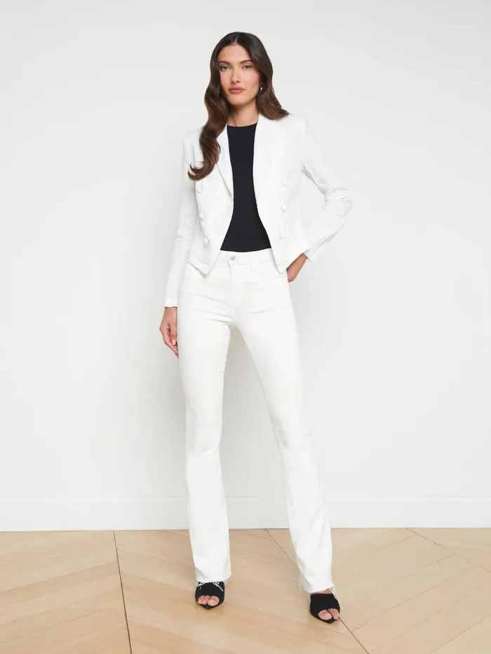L039Agence Blazers and Jackets Women Wayne Linen Blazer Blanc L039Agence Blazers and Jackets Women Wayne Linen Blazer Blanc