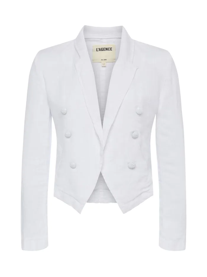 L039Agence Blazers and Jackets Women Wayne Linen Blazer Blanc L039Agence Blazers and Jackets Women Wayne Linen Blazer Blanc
