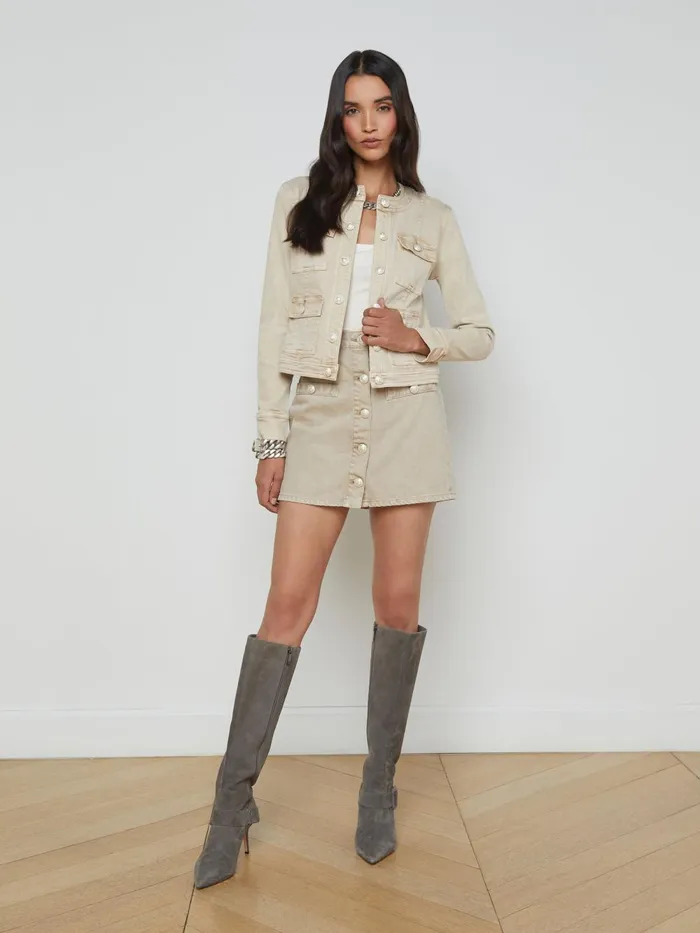 L039Agence Blazers and Jackets Women Yari Denim Jacket Biscuit L039Agence Blazers and Jackets Women Yari Denim Jacket Biscuit
