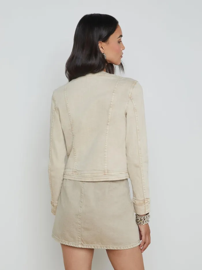 L039Agence Blazers and Jackets Women Yari Denim Jacket Biscuit L039Agence Blazers and Jackets Women Yari Denim Jacket Biscuit