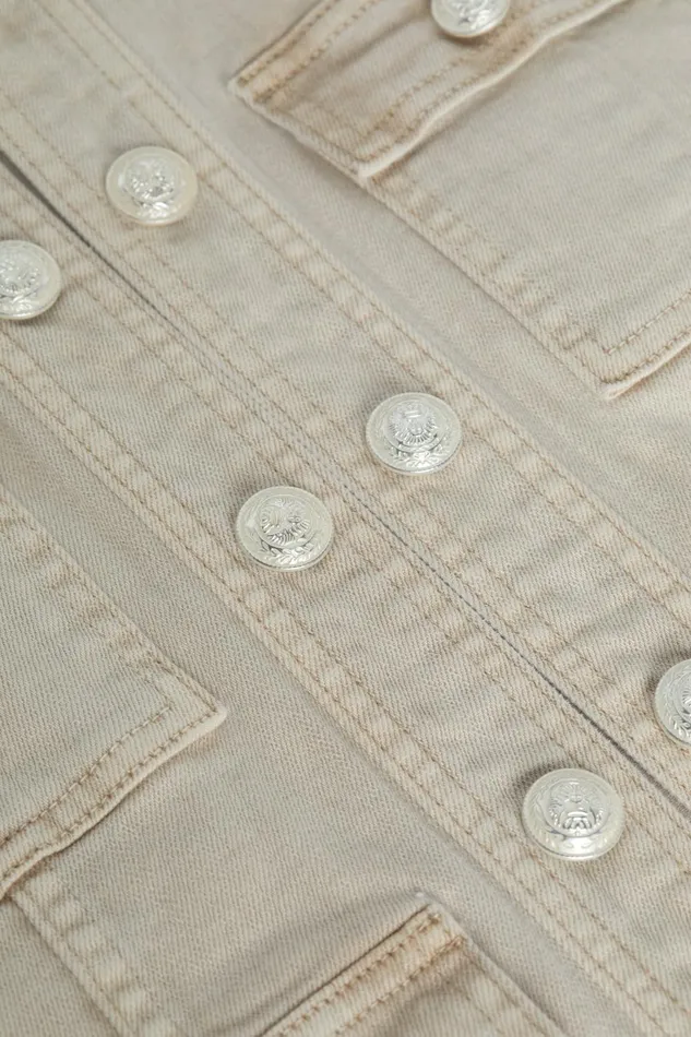 L039Agence Blazers and Jackets Women Yari Denim Jacket Biscuit L039Agence Blazers and Jackets Women Yari Denim Jacket Biscuit