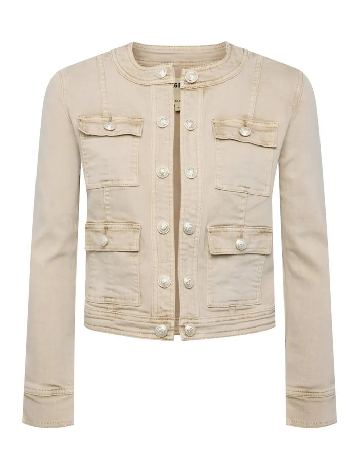 L039Agence Blazers and Jackets Women Yari Denim Jacket Biscuit L039Agence Blazers and Jackets Women Yari Denim Jacket Biscuit