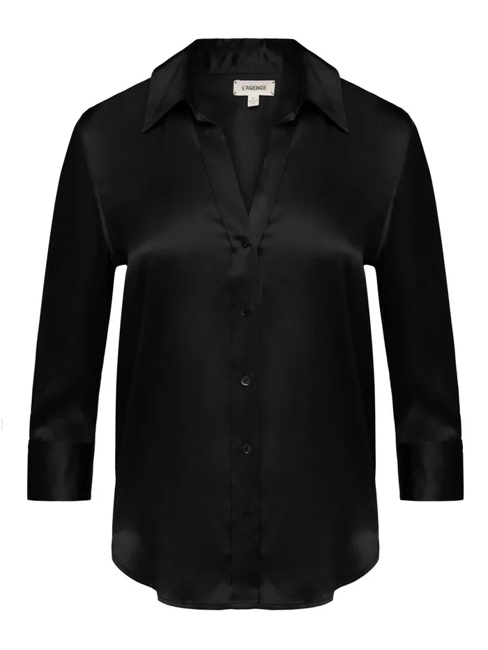 L039Agence Blouses and Tops Women Dani Silk Blouse Black L039Agence Blouses and Tops Women Dani Silk Blouse Black