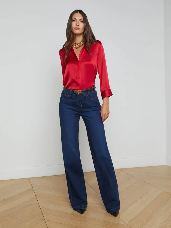 L039Agence Blouses and Tops Women Dani Silk Blouse Garnet Red L039Agence Blouses and Tops Women Dani Silk Blouse Garnet Red