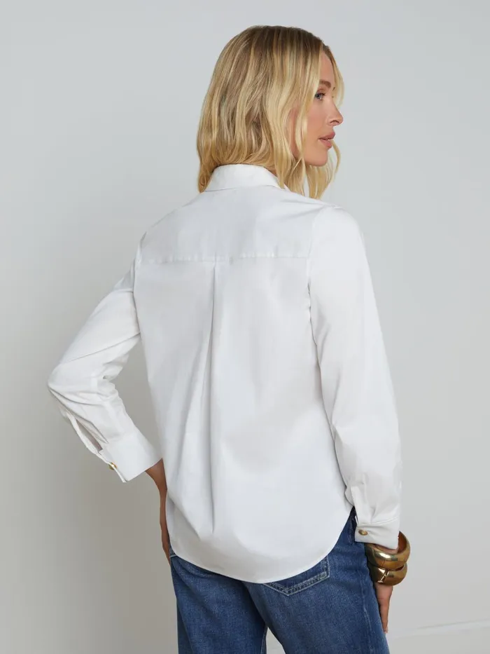 L039Agence Blouses and Tops Women Ellery ButtonDown Shirt Whitegold L039Agence Blouses and Tops Women Ellery ButtonDown Shirt Whitegold