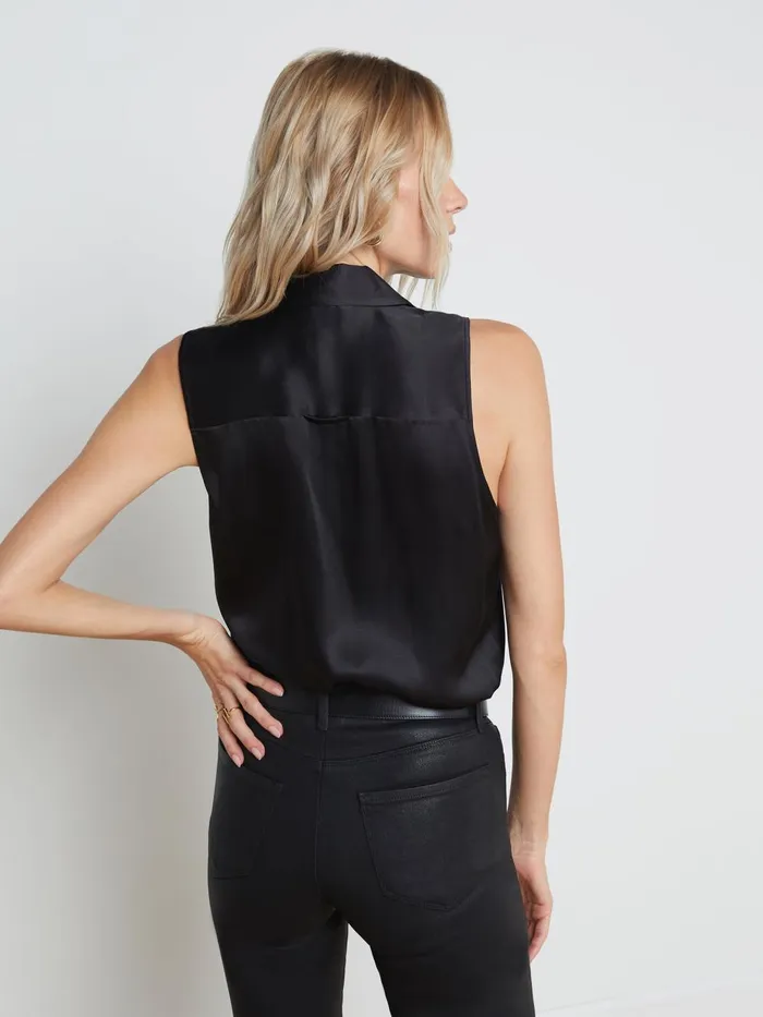 L039Agence Blouses and Tops Women Emmy Sleeveless Silk Blouse Black L039Agence Blouses and Tops Women Emmy Sleeveless Silk Blouse Black