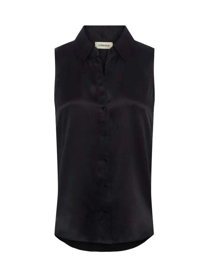 L039Agence Blouses and Tops Women Emmy Sleeveless Silk Blouse Black L039Agence Blouses and Tops Women Emmy Sleeveless Silk Blouse Black