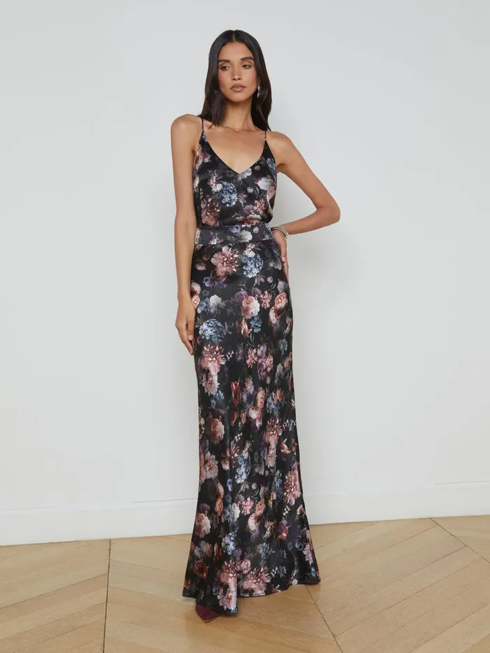 L039Agence Blouses and Tops Women Gabriella Silk Camisole Black Multi Vintage Oil Flower L039Agence Blouses and Tops Women Gabriella Silk Camisole Black Multi Vintage Oil Flower