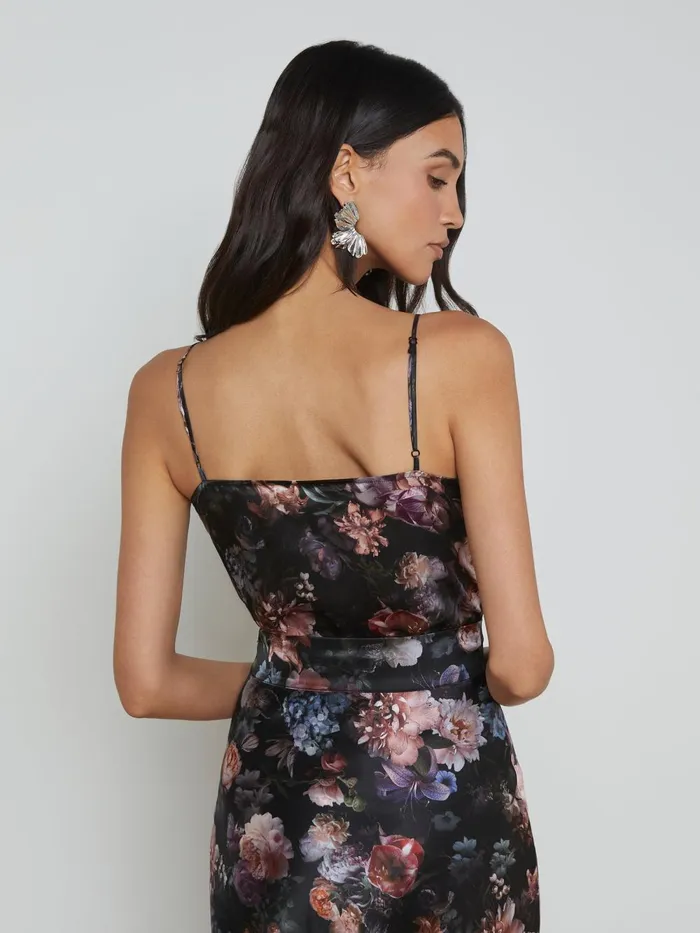 L039Agence Blouses and Tops Women Gabriella Silk Camisole Black Multi Vintage Oil Flower L039Agence Blouses and Tops Women Gabriella Silk Camisole Black Multi Vintage Oil Flower
