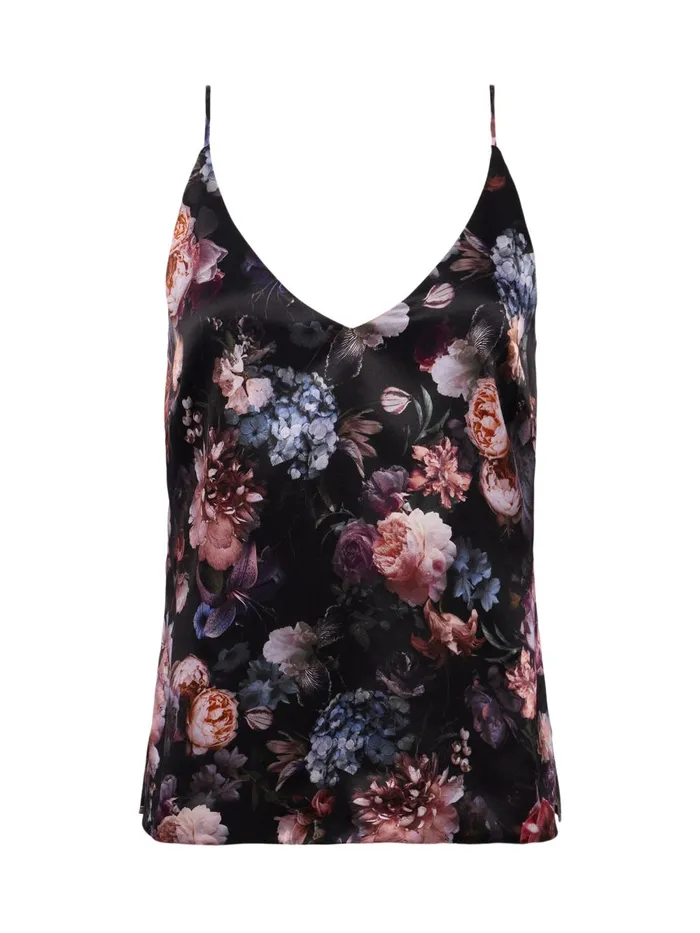 L039Agence Blouses and Tops Women Gabriella Silk Camisole Black Multi Vintage Oil Flower L039Agence Blouses and Tops Women Gabriella Silk Camisole Black Multi Vintage Oil Flower
