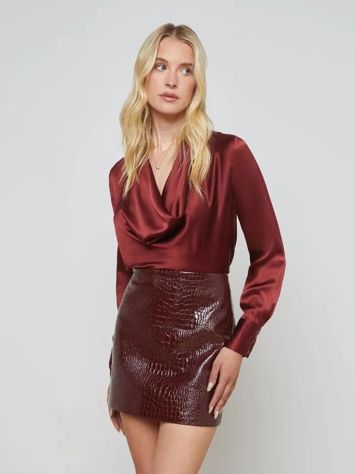 L039Agence Blouses and Tops Women Lotus Silk Blouse Syrah
