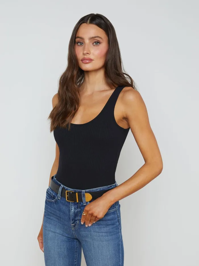 L039Agence Camisoles and Tanks Women Nica Scoopneck Bodysuit Black