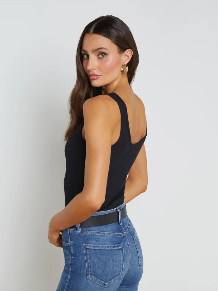 L039Agence Camisoles and Tanks Women Nica Scoopneck Bodysuit Black L039Agence Camisoles and Tanks Women Nica Scoopneck Bodysuit Black