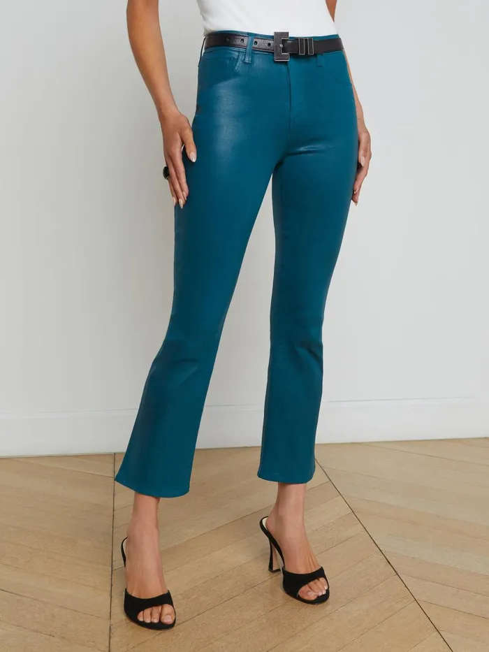 L039Agence Coated Denim Women Tati Coated Micro Boot Jean Deep Teal Coated L039Agence Coated Denim Women Tati Coated Micro Boot Jean Deep Teal Coated