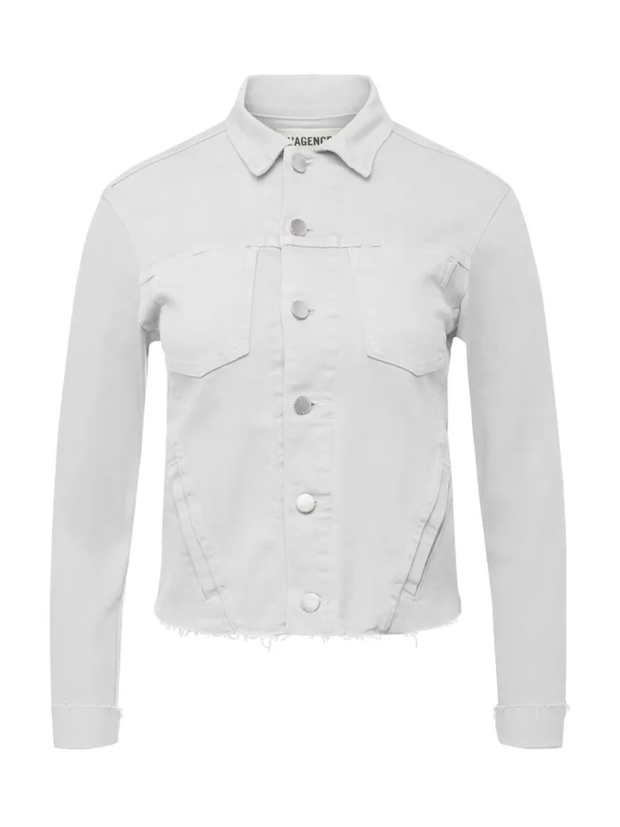 L039Agence Denim Jackets Women Janelle Denim Jacket Blanc L039Agence Denim Jackets Women Janelle Denim Jacket Blanc