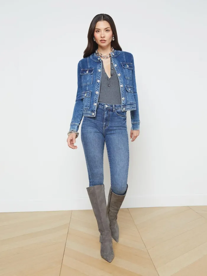 L039Agence Denim Jackets Women Yari Denim Jacket Rhodes L039Agence Denim Jackets Women Yari Denim Jacket Rhodes