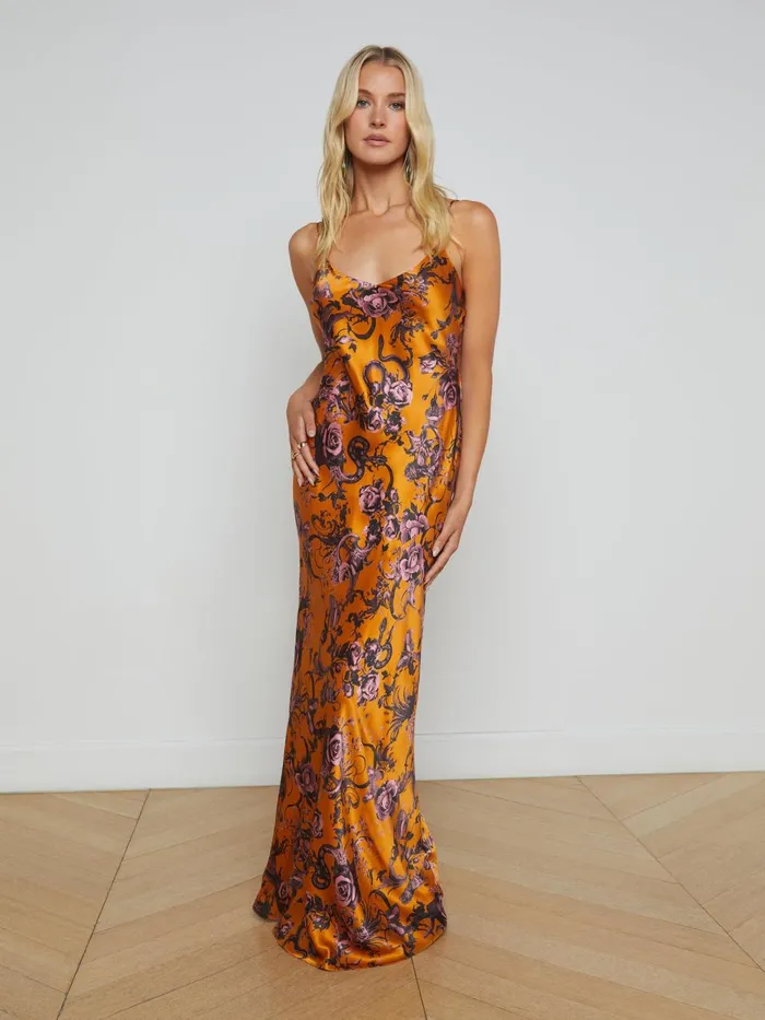 L039Agence Dresses and Jumpsuits Women Serita Silk Slip Dress Desclay Multi Baroque Floral
