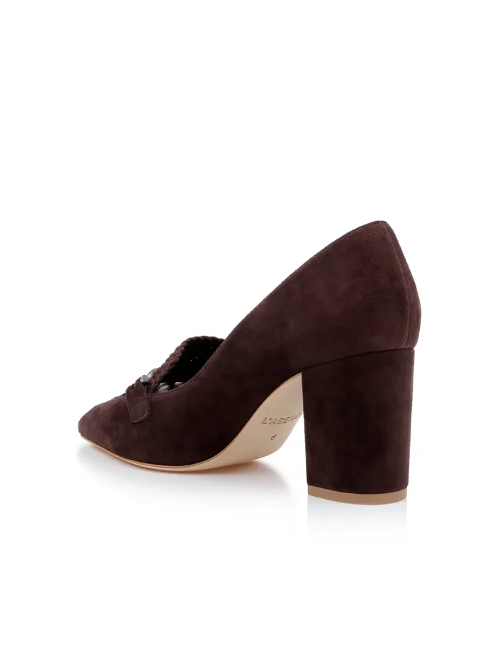 L039Agence Flats and Loafers Women Eleonore Suede Loafer Pump Burgundy Chocolate Suede