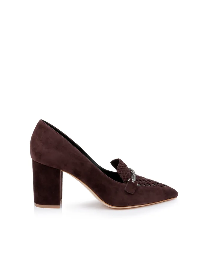 L039Agence Flats and Loafers Women Eleonore Suede Loafer Pump Burgundy Chocolate Suede