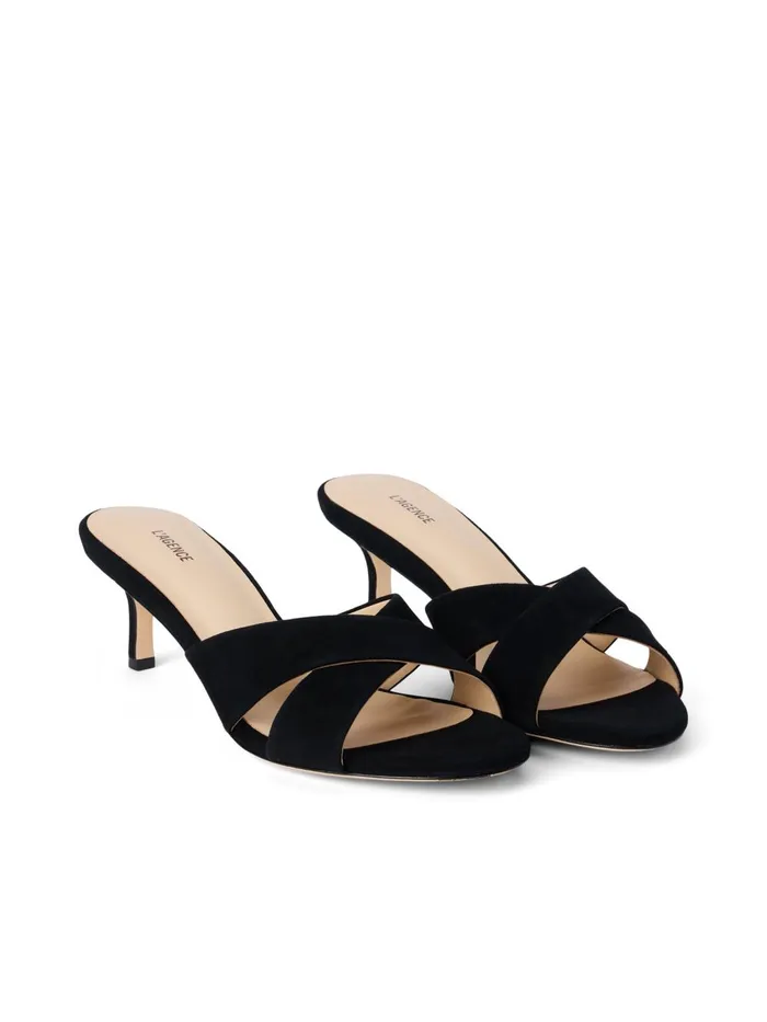 L039Agence Heels Women Aveline KittenHeel Sandal Black Suede L039Agence Heels Women Aveline KittenHeel Sandal Black Suede