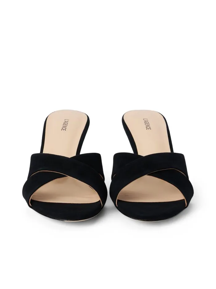 L039Agence Heels Women Aveline KittenHeel Sandal Black Suede L039Agence Heels Women Aveline KittenHeel Sandal Black Suede