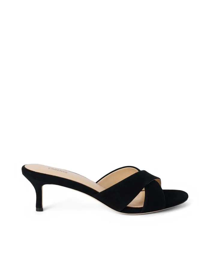 L039Agence Heels Women Aveline KittenHeel Sandal Black Suede L039Agence Heels Women Aveline KittenHeel Sandal Black Suede