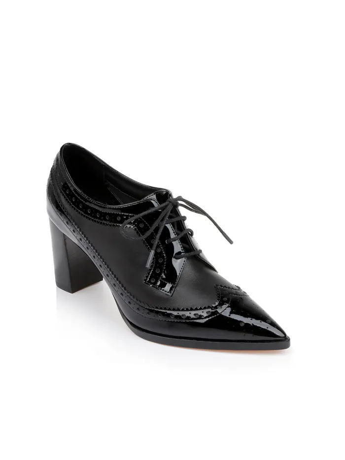 L039Agence Heels Women Elodie Leather Oxford Pump Black Patent L039Agence Heels Women Elodie Leather Oxford Pump Black Patent