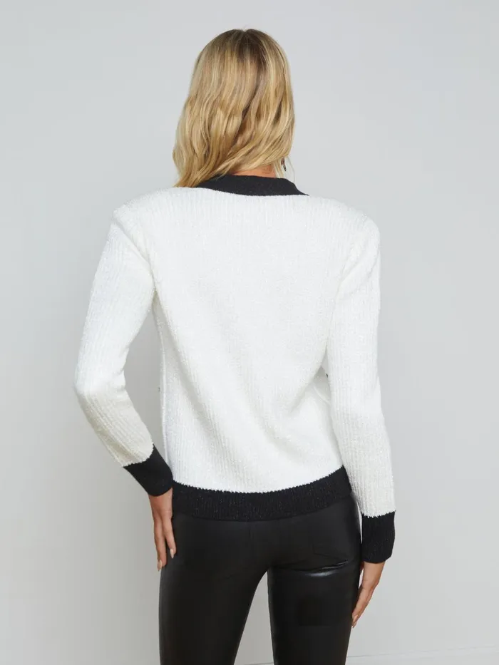 L039Agence Knitwear Women Jinny Sequin Cardigan Ivory Sequinblack L039Agence Knitwear Women Jinny Sequin Cardigan Ivory Sequinblack