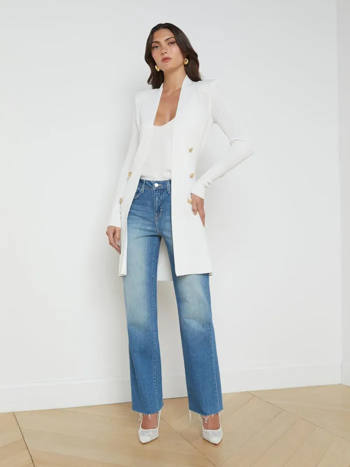L039Agence Knitwear Women Noe DoubleBreasted Cardigan White L039Agence Knitwear Women Noe DoubleBreasted Cardigan White