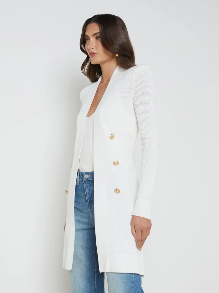 L039Agence Knitwear Women Noe DoubleBreasted Cardigan White L039Agence Knitwear Women Noe DoubleBreasted Cardigan White