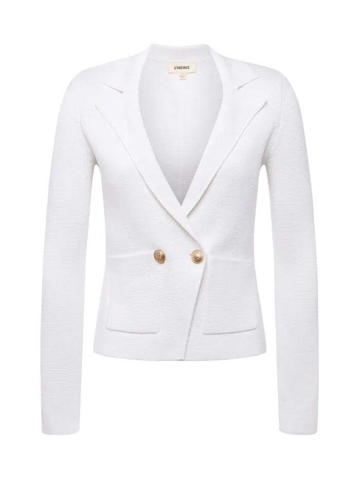 L039Agence Knitwear Women Sofia Knit Blazer White L039Agence Knitwear Women Sofia Knit Blazer White