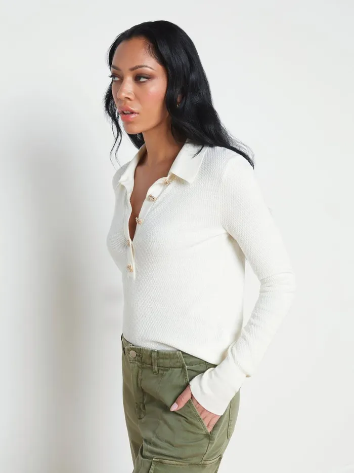 L039Agence Knitwear Women Sterling Sweater Ivoryjewel Button L039Agence Knitwear Women Sterling Sweater Ivoryjewel Button