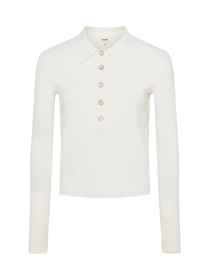 L039Agence Knitwear Women Sterling Sweater Ivoryjewel Button L039Agence Knitwear Women Sterling Sweater Ivoryjewel Button