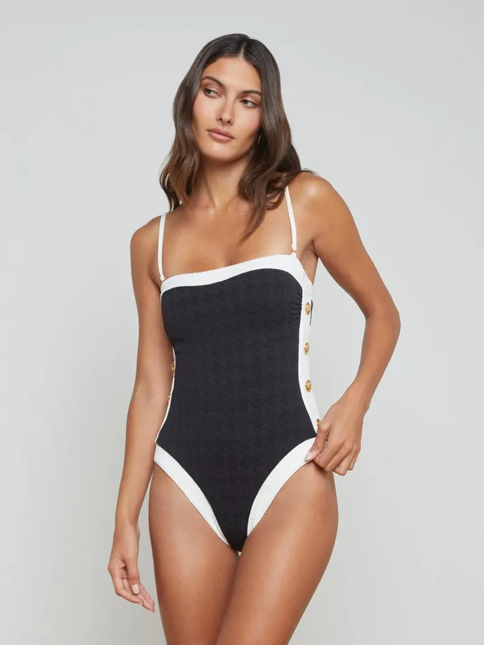 L039Agence Swimwear Women Tory Bandeau OnePiece Swimsuit Blackwhite L039Agence Swimwear Women Tory Bandeau OnePiece Swimsuit Blackwhite