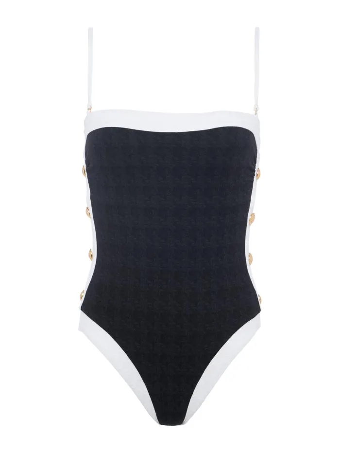 L039Agence Swimwear Women Tory Bandeau OnePiece Swimsuit Blackwhite L039Agence Swimwear Women Tory Bandeau OnePiece Swimsuit Blackwhite