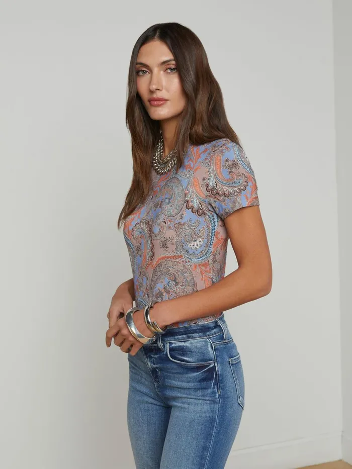 L039Agence Tees Women Ressi Fitted Tee Periwinkle Multi French Paisley L039Agence Tees Women Ressi Fitted Tee Periwinkle Multi French Paisley