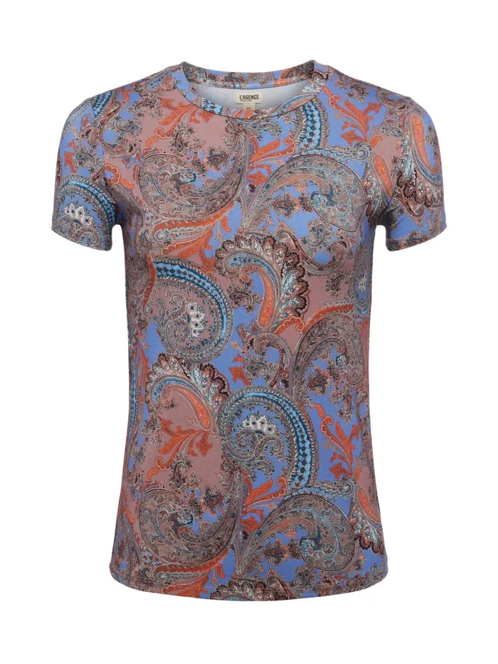L039Agence Tees Women Ressi Fitted Tee Periwinkle Multi French Paisley L039Agence Tees Women Ressi Fitted Tee Periwinkle Multi French Paisley