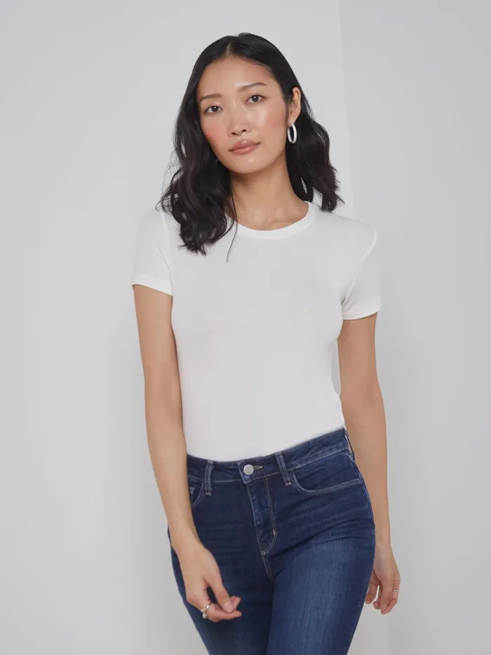 L039Agence Tees Women Ressi Fitted Tee White Micro Modal