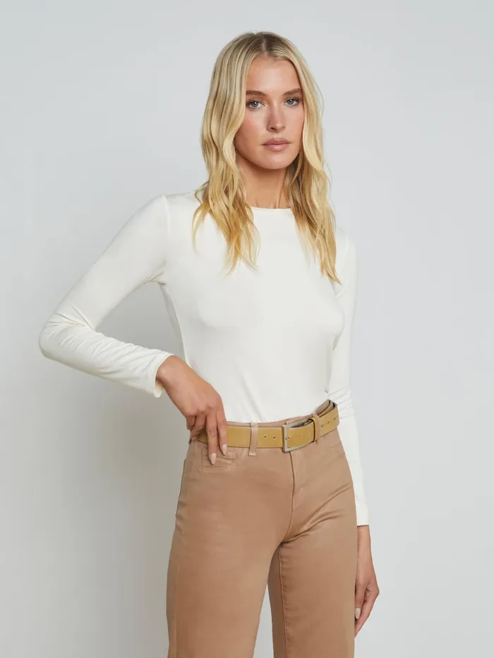 L039Agence Tees Women Tess Long Sleeve Tee Vintage White